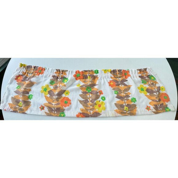 Vintage 1960s curtain valance, orange yellow brown flowers, tier panel, for 1 - Picture 1 of 10